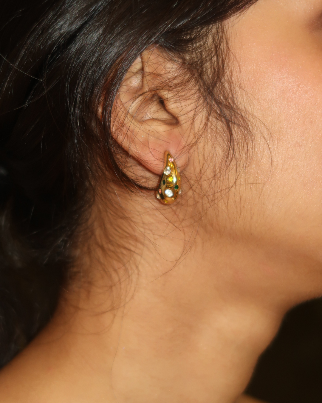Aurora Multi Colored Stone Hoops