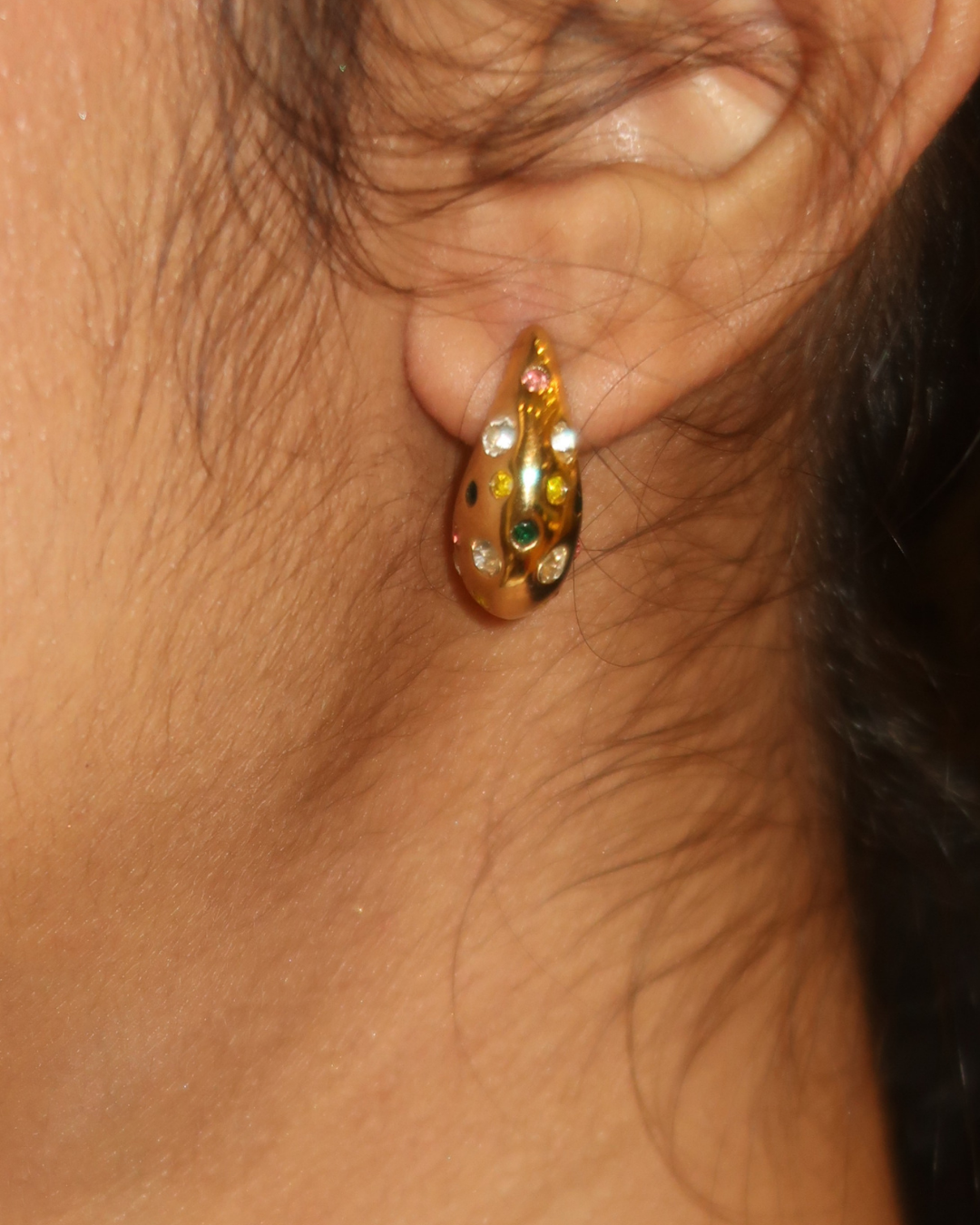 Aurora Multi Colored Stone Hoops